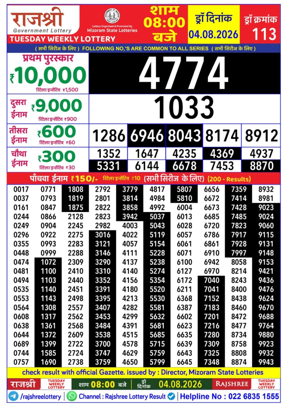 Everest Result Today Dear Lottery Chart