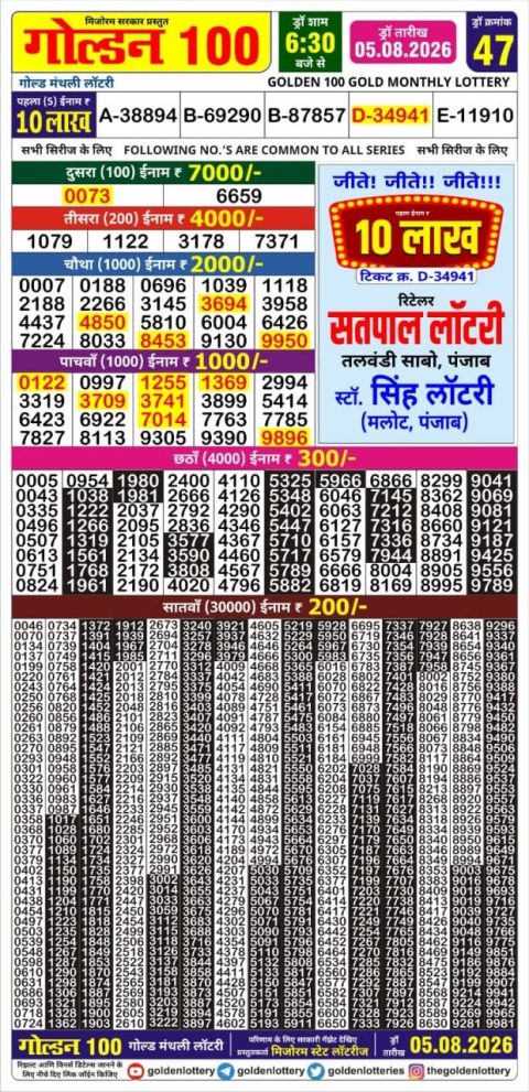 Everest Result Today Dear Lottery Chart