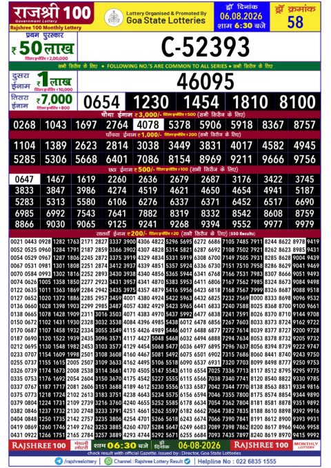 Everest Result Today Dear Lottery Chart