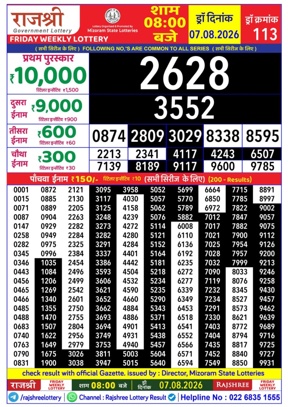 Everest Result Today Dear Lottery Chart