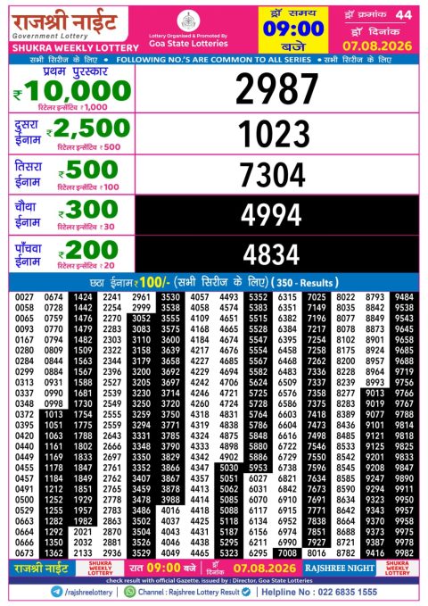 Everest Result Today Dear Lottery Chart