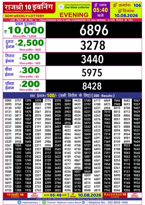 Everest Result Today Dear Lottery Chart