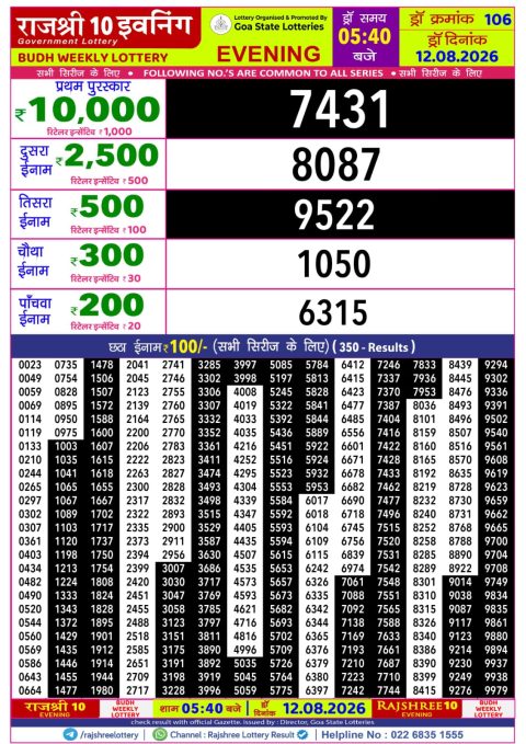 Everest Result Today Dear Lottery Chart