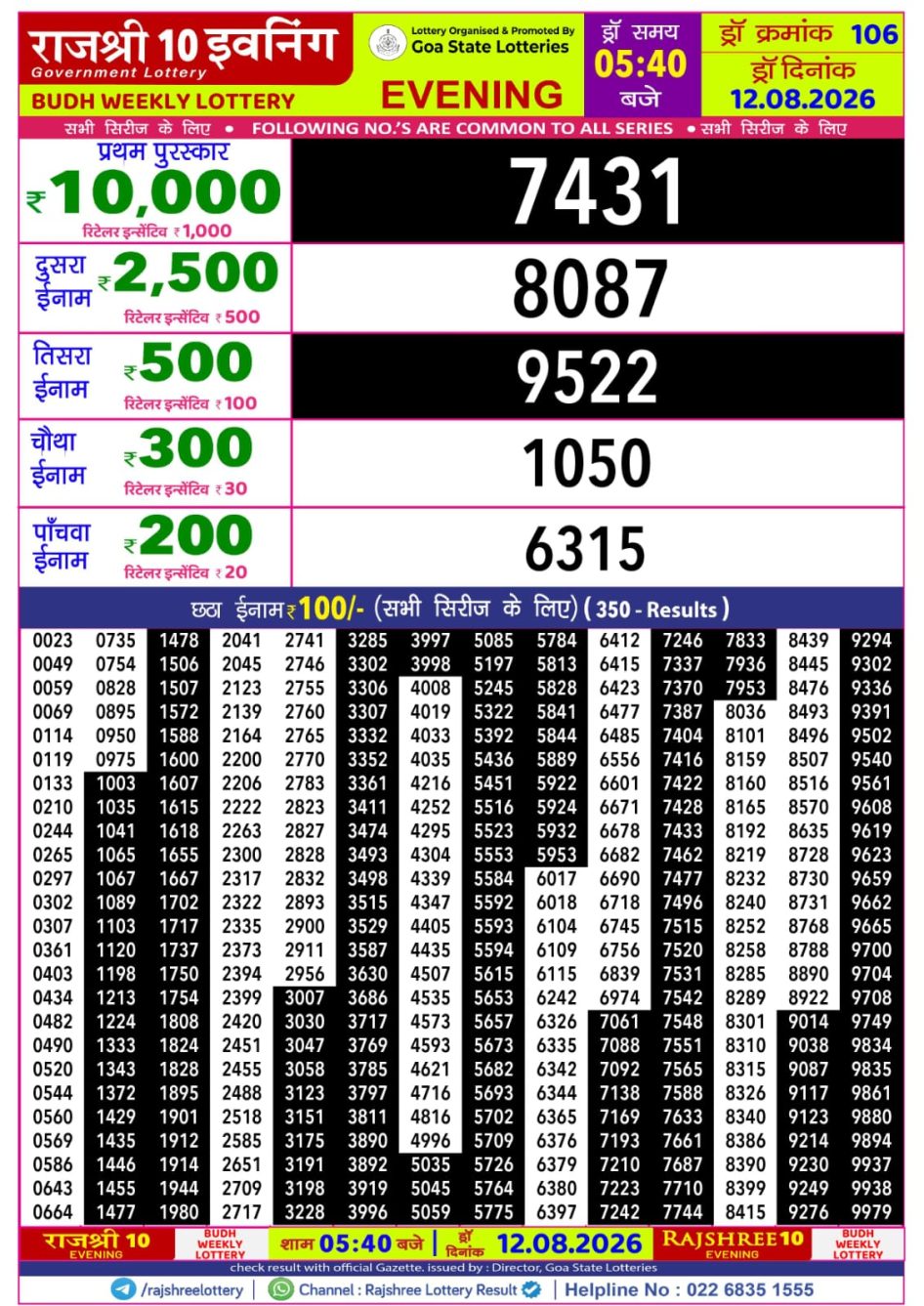 Everest Result Today Dear Lottery Chart