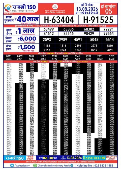 Everest Result Today Dear Lottery Chart