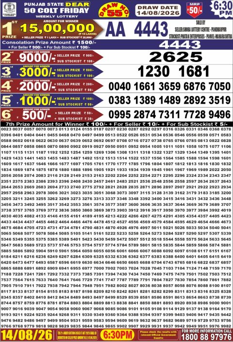 Everest Result Today Dear Lottery Chart