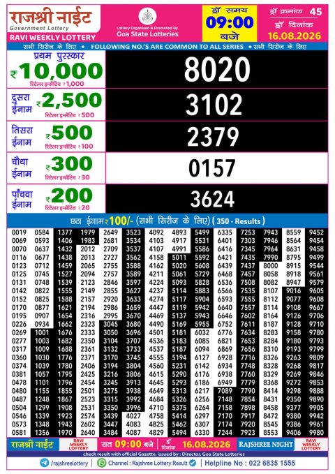 Everest Result Today Dear Lottery Chart