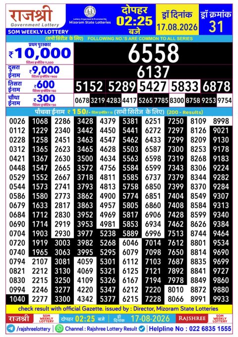 Everest Result Today Dear Lottery Chart