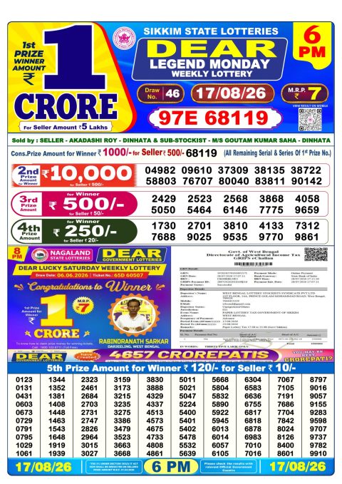 Everest Result Today Dear Lottery Chart