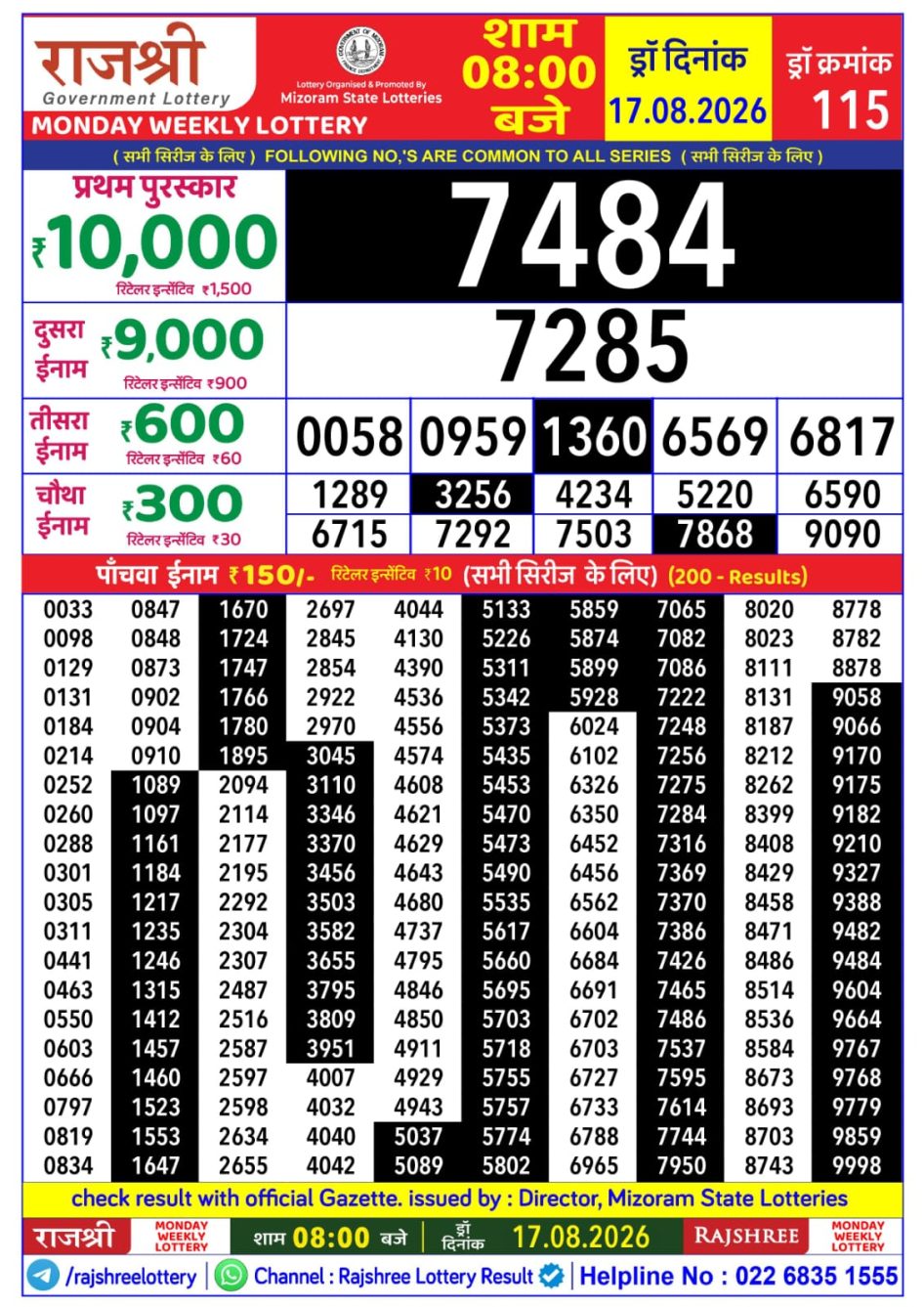 Everest Result Today Dear Lottery Chart