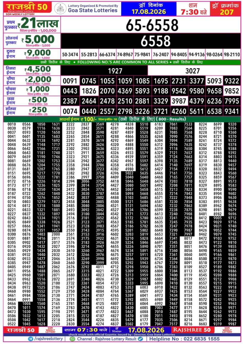Everest Result Today Dear Lottery Chart