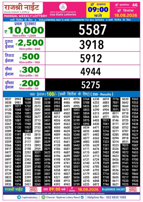 Everest Result Today Dear Lottery Chart