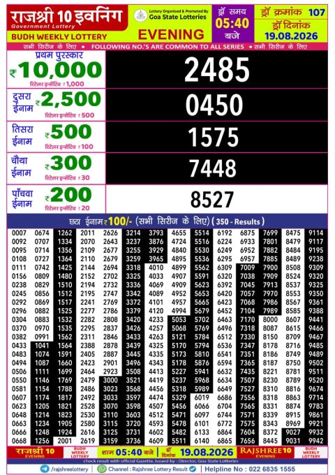 Everest Result Today Dear Lottery Chart