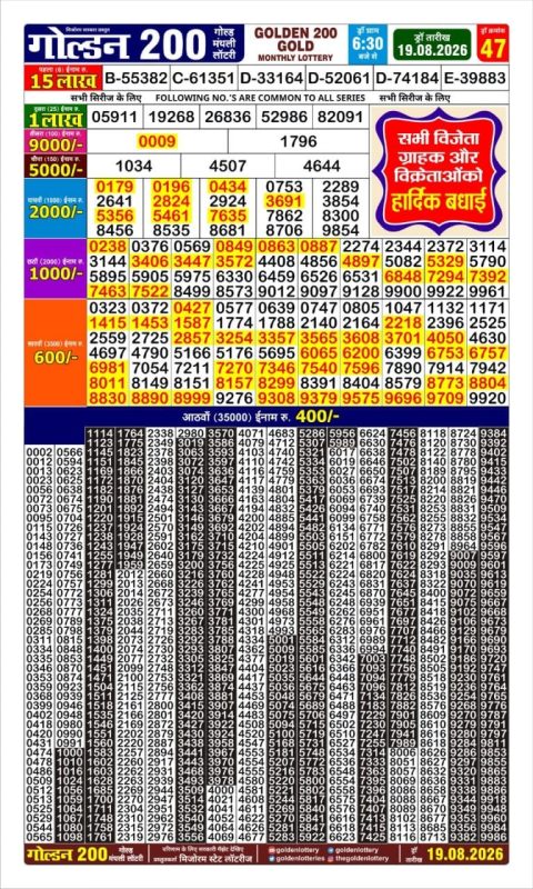 Everest Result Today Dear Lottery Chart