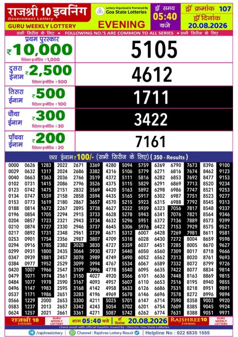 Everest Result Today Dear Lottery Chart