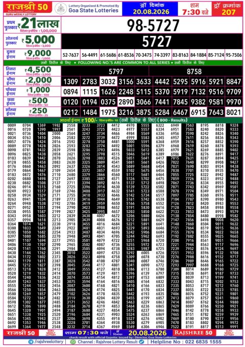 Everest Result Today Dear Lottery Chart