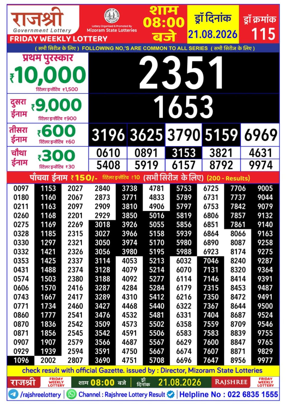 Everest Result Today Dear Lottery Chart