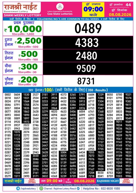 Everest Result Today Dear Lottery Chart