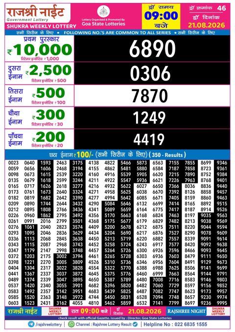Everest Result Today Dear Lottery Chart