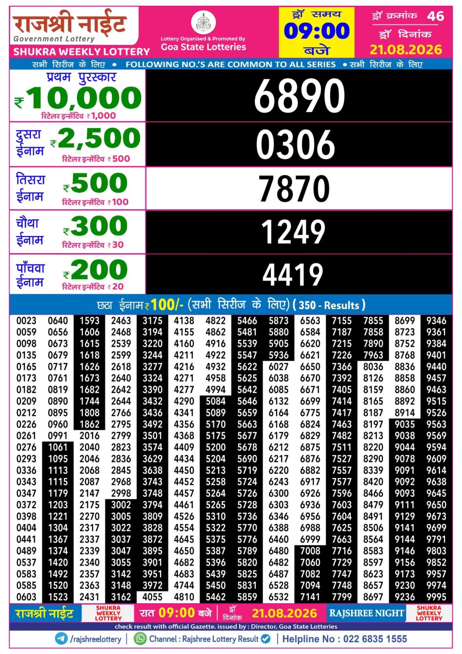 Everest Result Today Dear Lottery Chart