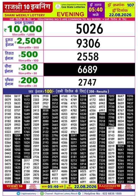 Everest Result Today Dear Lottery Chart