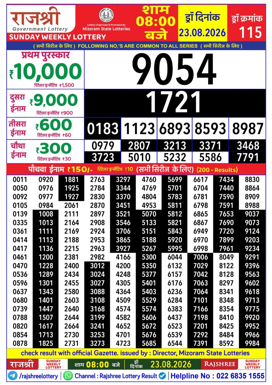 Everest Result Today Dear Lottery Chart