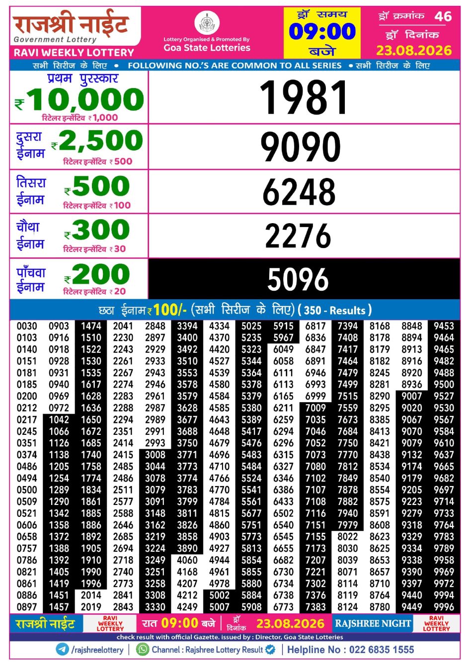 Everest Result Today Dear Lottery Chart