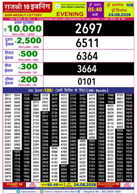 Everest Result Today Dear Lottery Chart