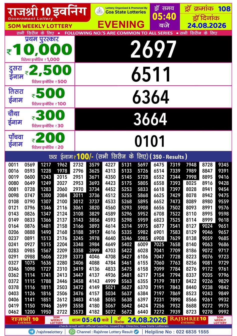 Everest Result Today Dear Lottery Chart