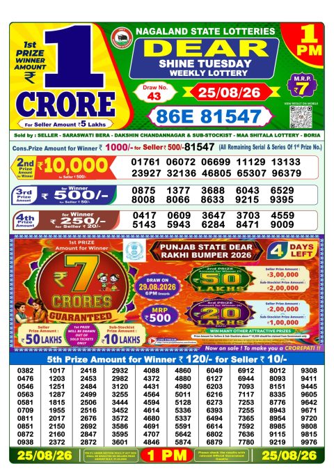 Everest Result Today Dear Lottery Chart
