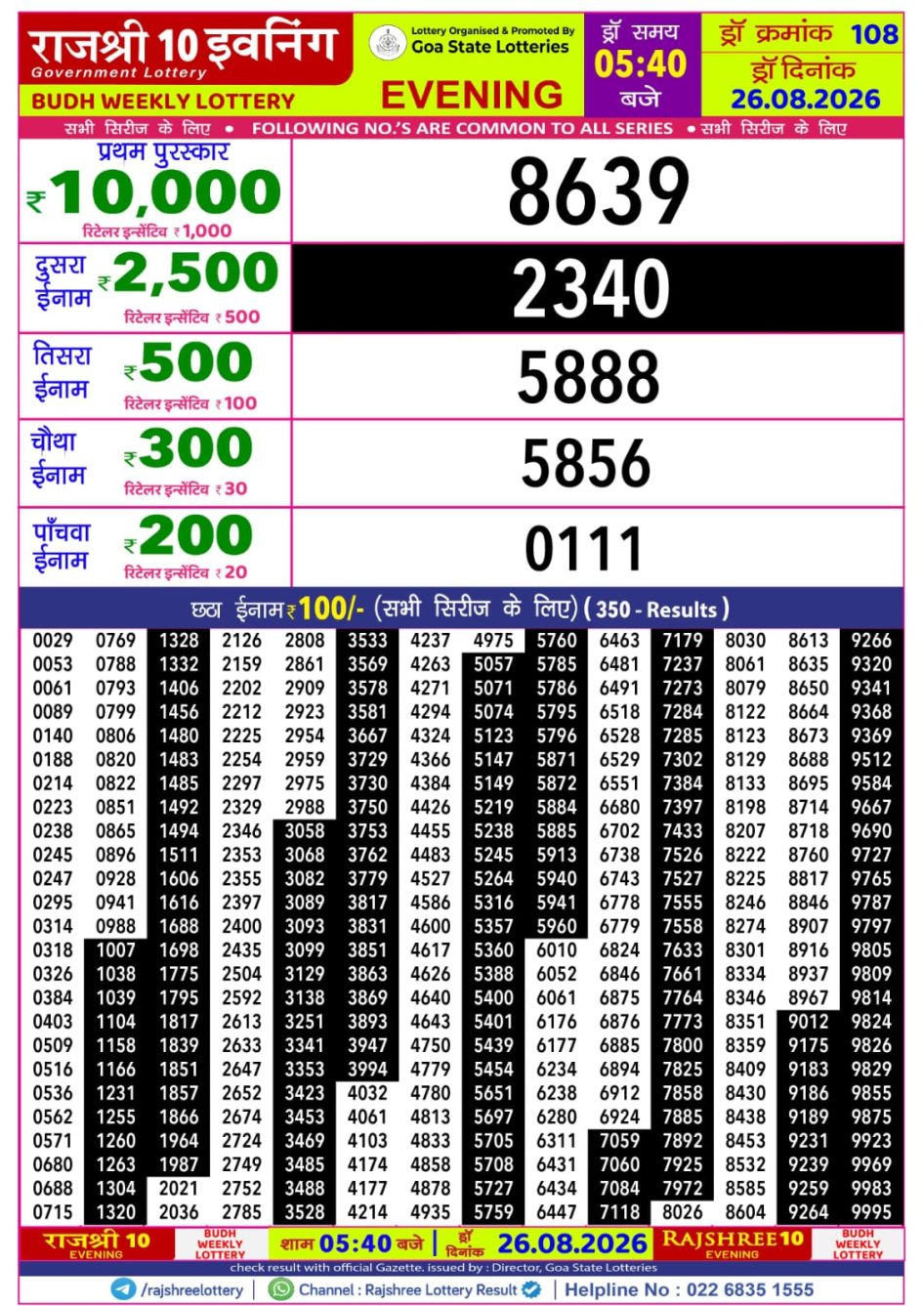 Everest Result Today Dear Lottery Chart