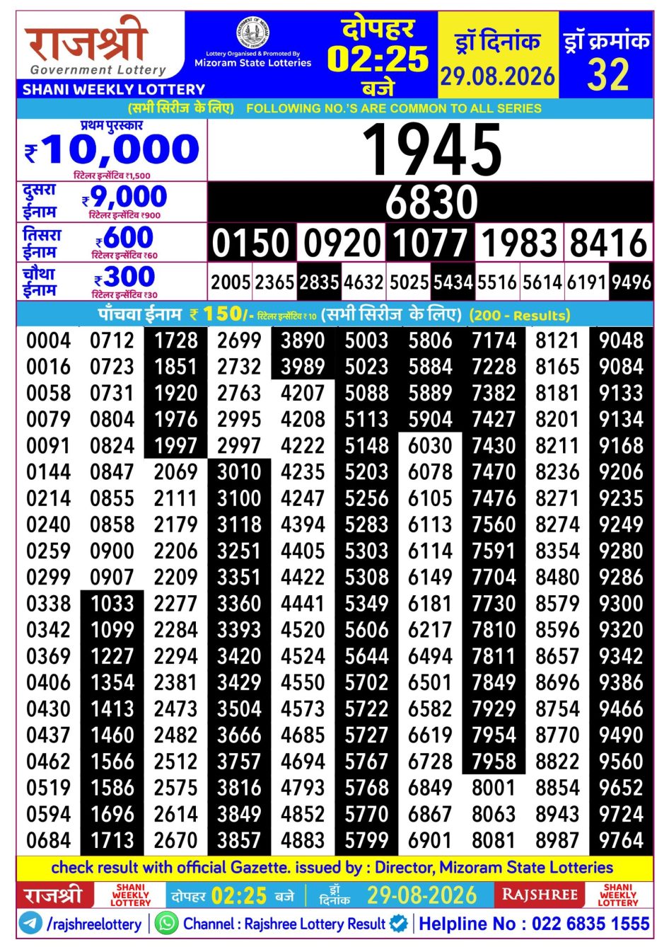 Everest Result Today Dear Lottery Chart