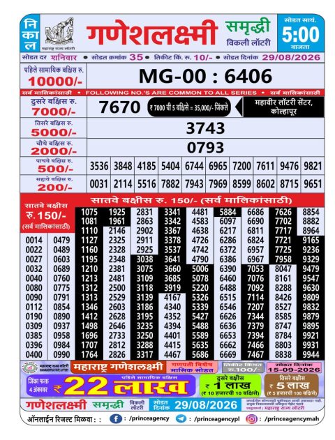 Everest Result Today Dear Lottery Chart