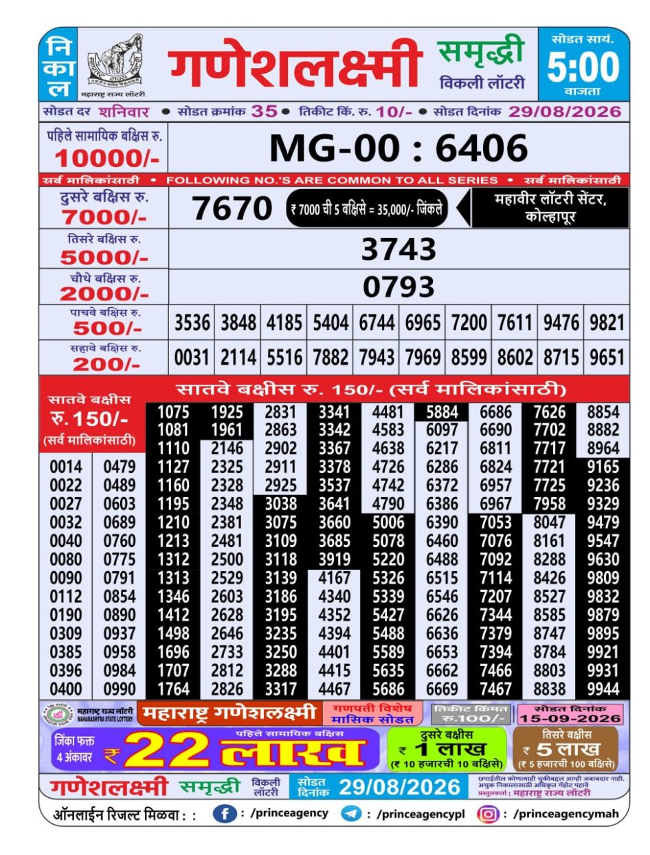 Everest Result Today Dear Lottery Chart