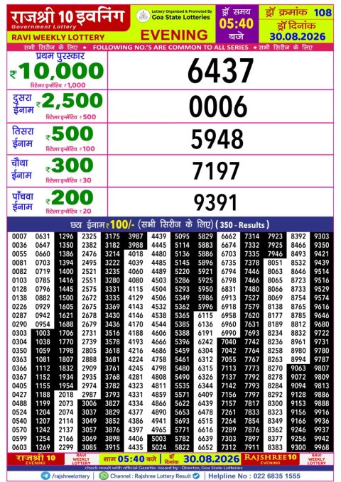 Everest Result Today Dear Lottery Chart