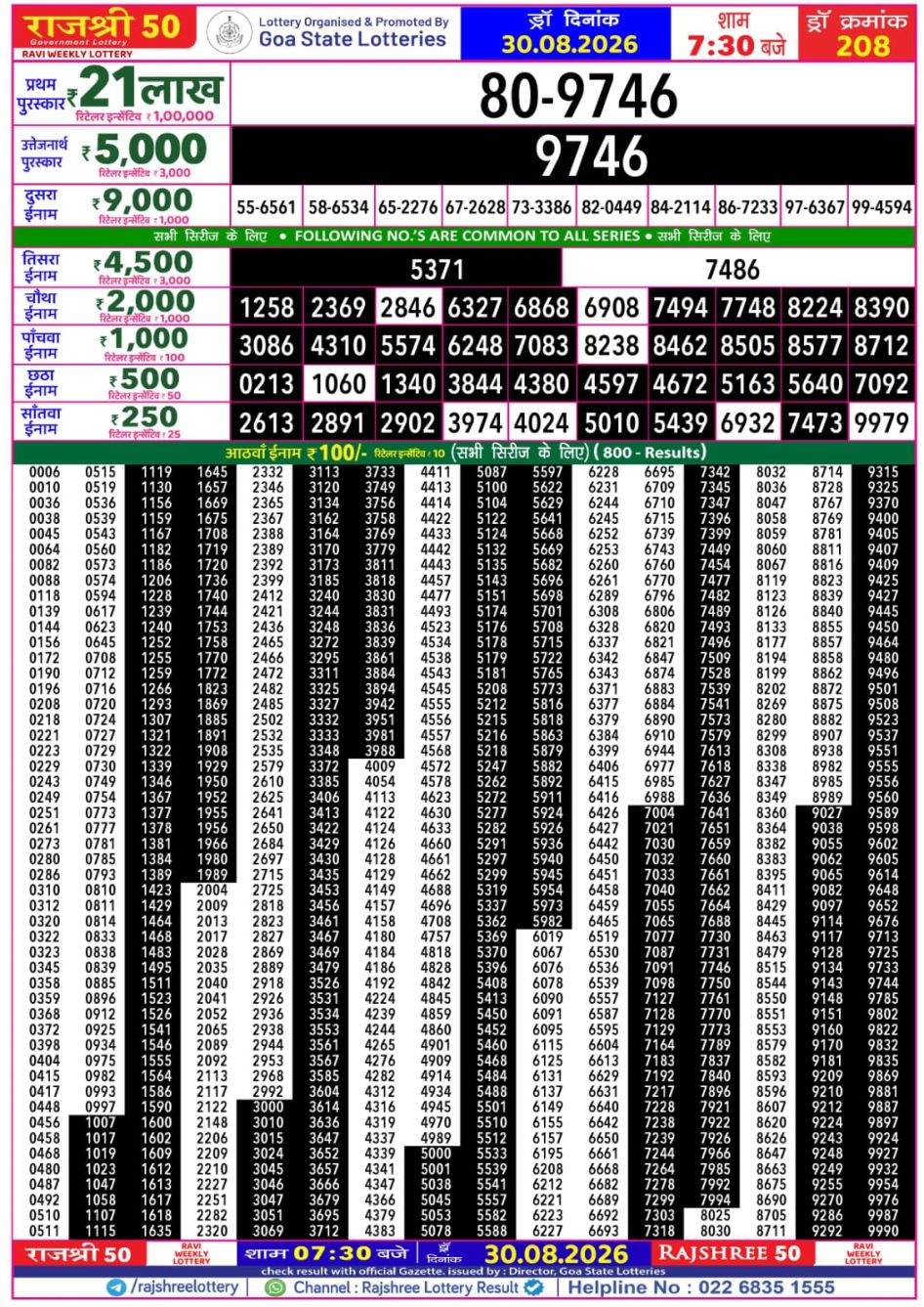 Everest Result Today Dear Lottery Chart