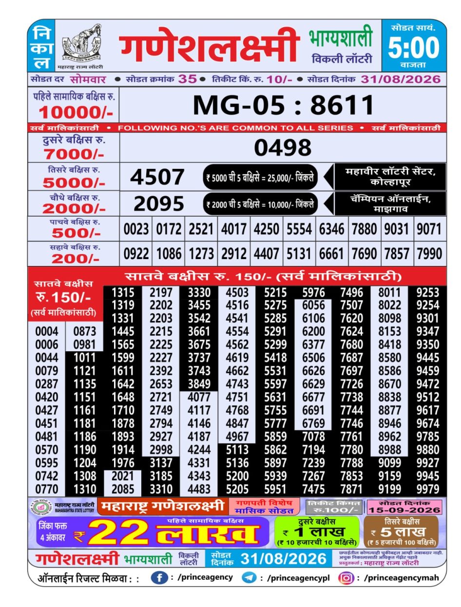 Everest Result Today Dear Lottery Chart