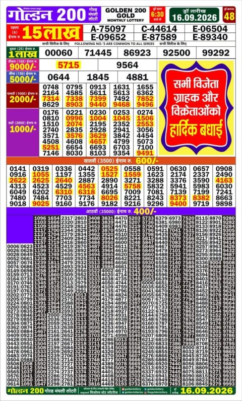 Everest Result Today Dear Lottery Chart
