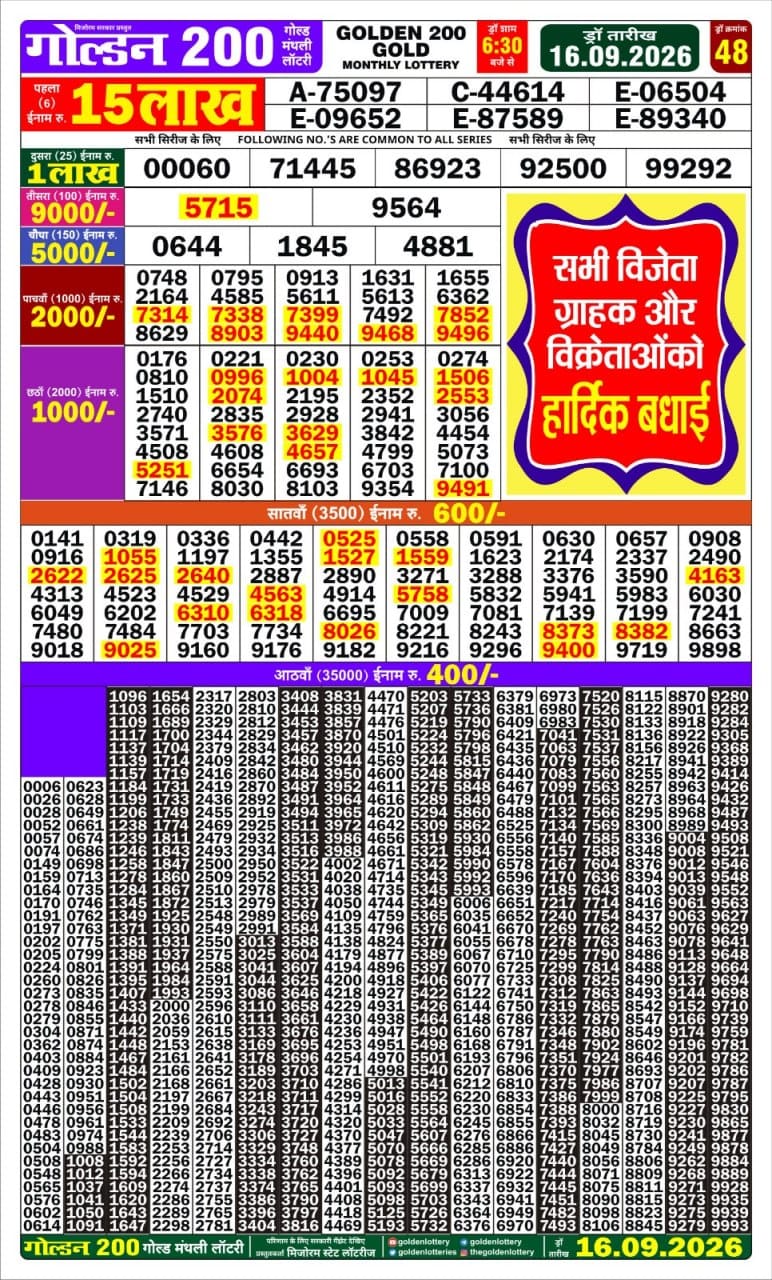 Everest Result Today Dear Lottery Chart
