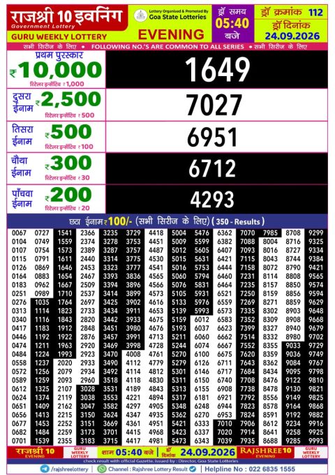 Everest Result Today Dear Lottery Chart