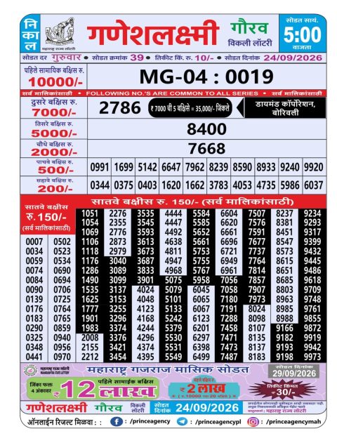 Everest Result Today Dear Lottery Chart