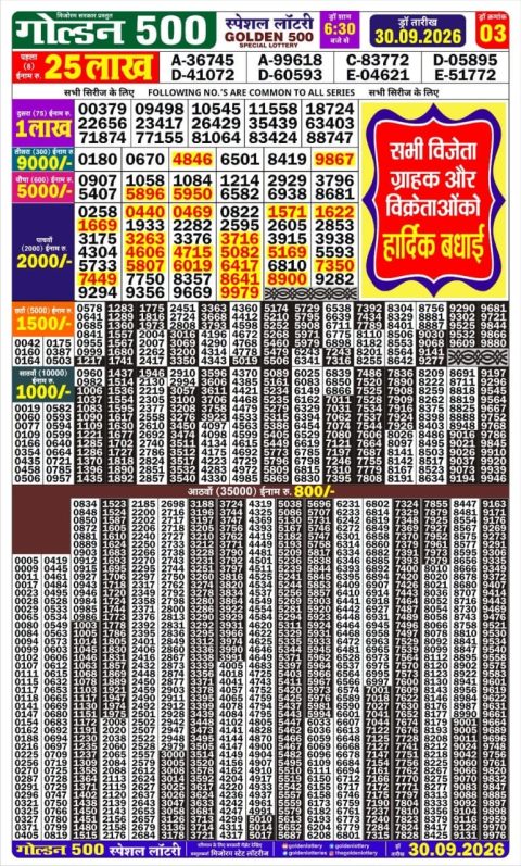 Everest Result Today Dear Lottery Chart