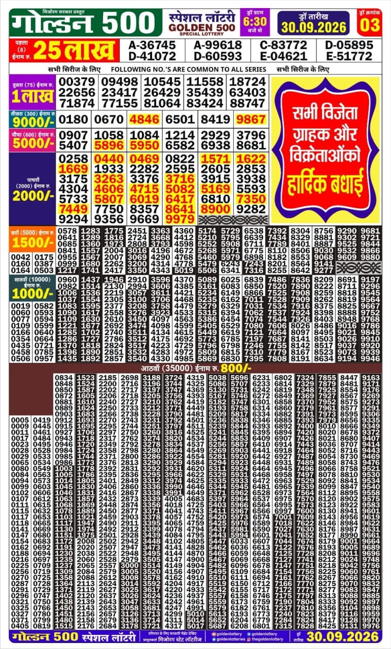 Everest Result Today Dear Lottery Chart