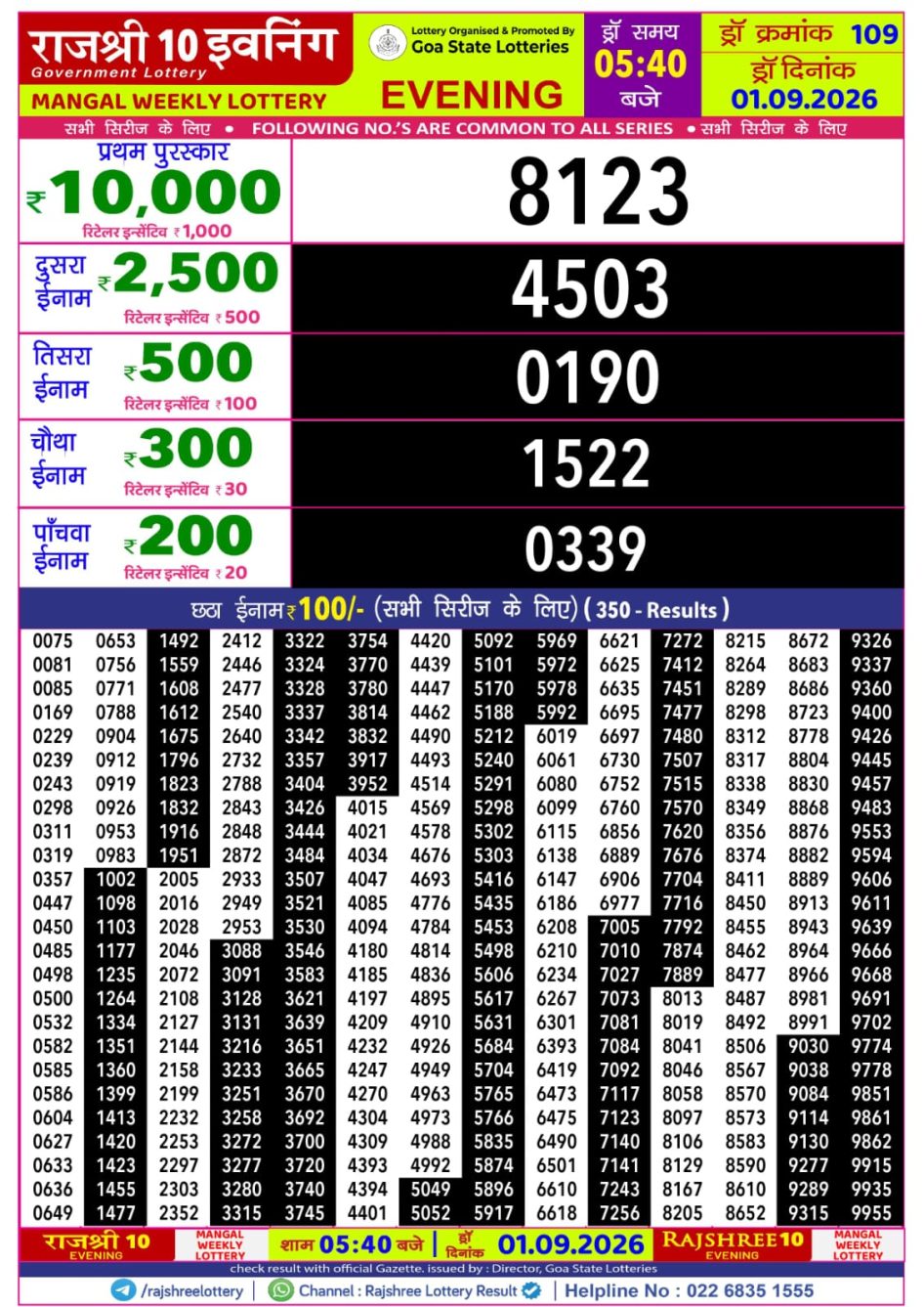 Everest Result Today Dear Lottery Chart