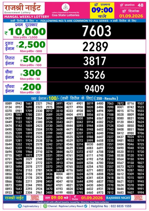 Everest Result Today Dear Lottery Chart