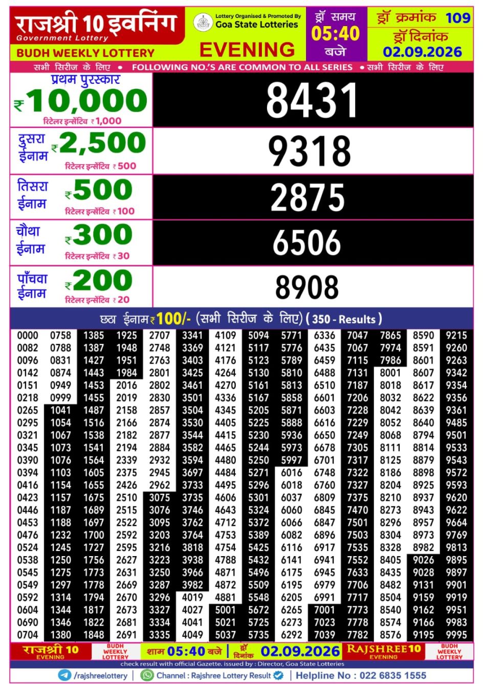 Everest Result Today Dear Lottery Chart