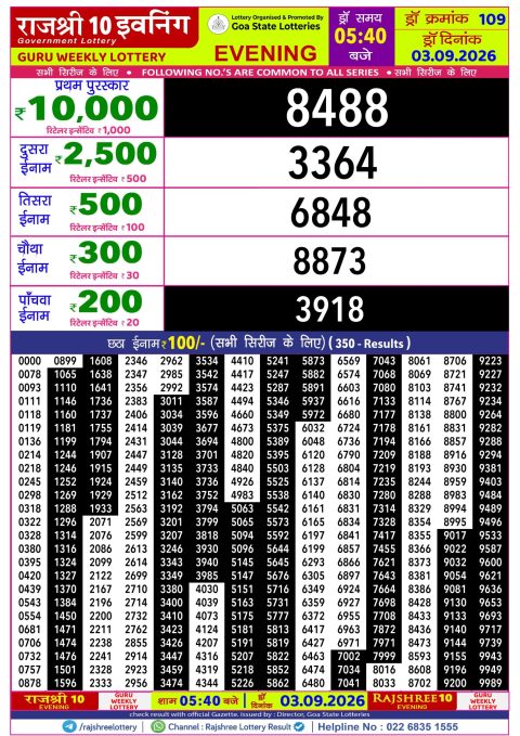 Everest Result Today Dear Lottery Chart