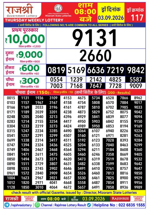 Everest Result Today Dear Lottery Chart