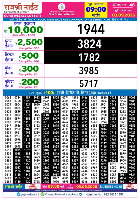 Everest Result Today Dear Lottery Chart