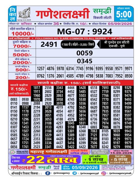 Everest Result Today Dear Lottery Chart